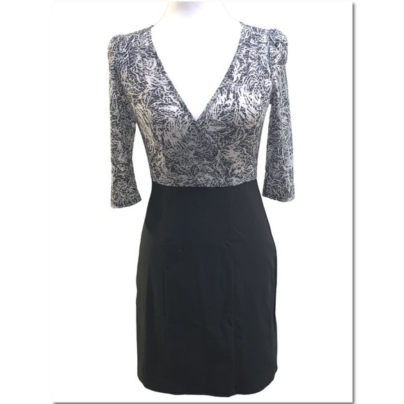 Express Dresses & Skirts - Express Black & Gray Faux Wrap Burnout Body Con Cocktail Dress Size Small EUC